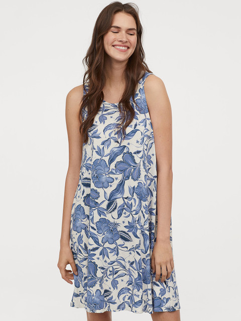 

H&M Women White Printed A-line Dress