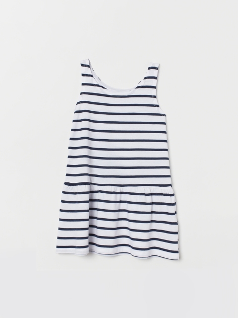 

H&M Girls White & Navy Blue Patterned Jersey Dress