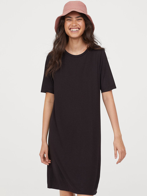 

H&M Women Black Solid Short T-shirt dress
