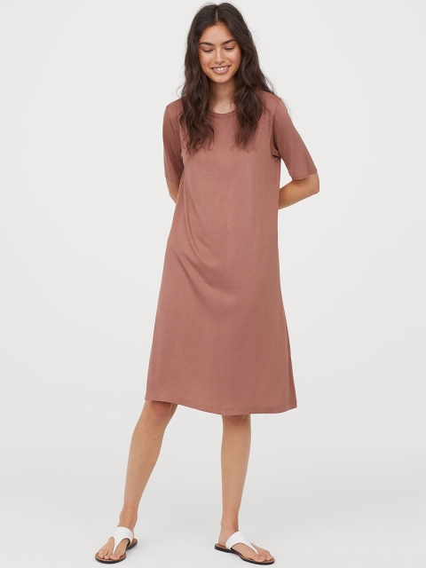 

H&M Women Orange Solid Short T-shirt Dress
