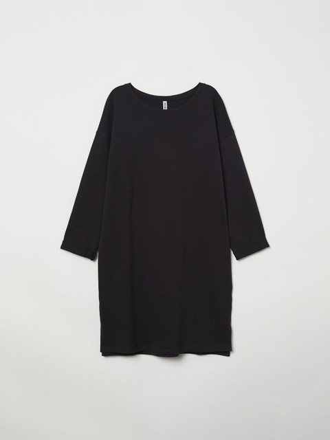 

H&M Women Black Solid Sweatshirt Dress