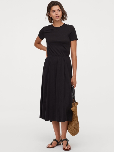 

H&M Women Black Solid Jersey Wrap Dress