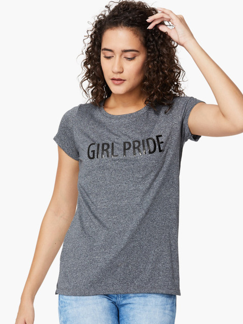 

Fame Forever by Lifestyle Women Grey Printed Round Neck T-shirt
