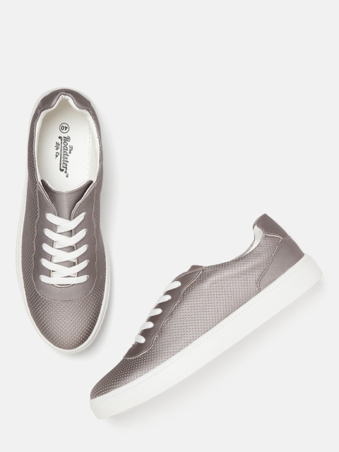 

Roadster Women Gunmetal-Toned Perforated Sneakers, Metallic