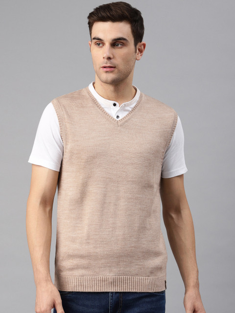 

Peter England Men Beige Solid Sweater