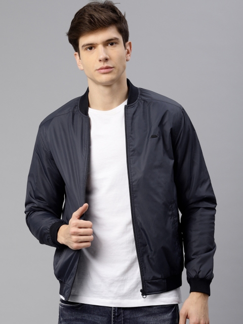

Peter England Men Navy Blue Solid Bomber Jacket