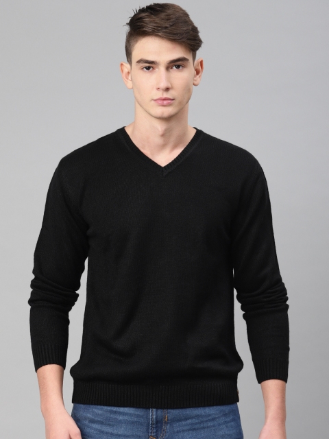 

Peter England Men Black Solid Sweater