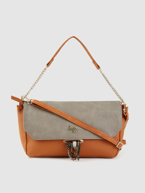 

Baggit Tan Brown & Grey Colourblocked Handheld Bag