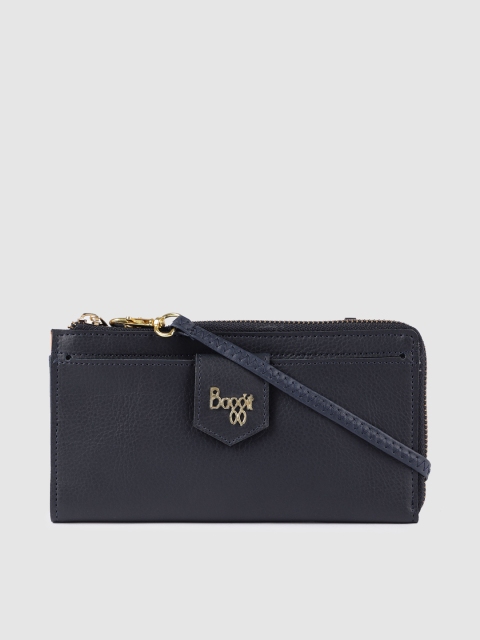 

Baggit Women Navy Blue Textured Zip Around Wallet