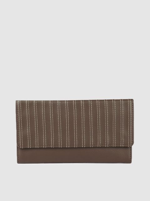 

Baggit Women Olive Brown Striped Three Fold Wallet