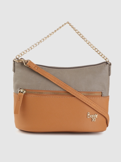 

Baggit Taupe & Brown Colourblocked Handheld Bag