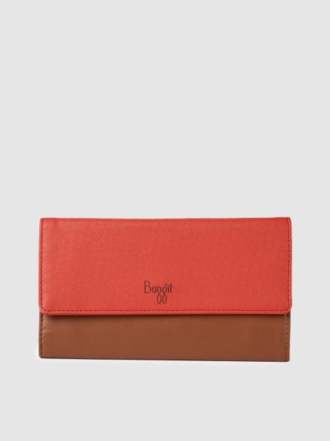 

Baggit Women Red & Brown Solid Three Fold Wallet