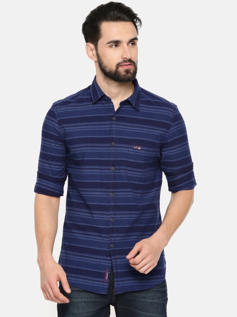 

U.S. Polo Assn. Denim Co. Men Blue Slim Fit Striped Casual Shirt