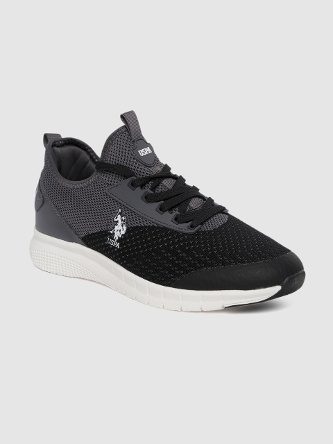 

U.S. Polo Assn. Men Black & Grey Colourblocked Walking Shoes