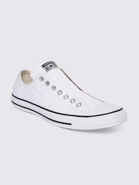 

Converse Basic Leather Chuck Taylor All Star Slip White Slip-On Leather Sneakers