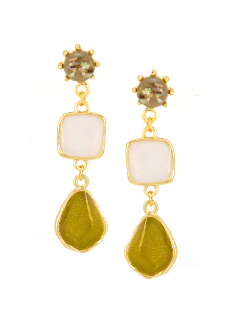 

E2O Gold-Plated & White Contemporary Drop Earrings