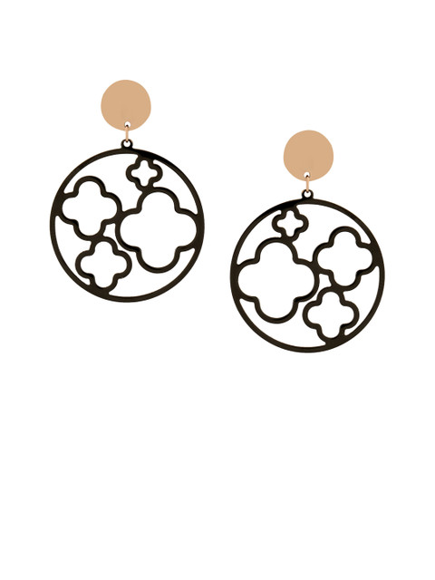 

E2O Gold Plated Black Circular Drop Earrings
