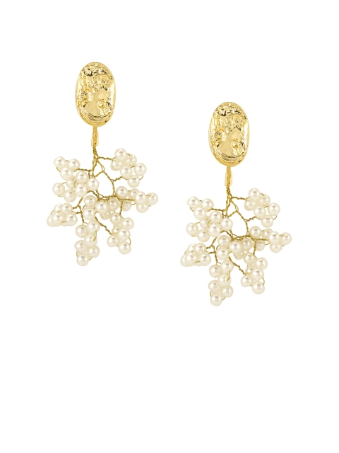 

E2O White & Gold-Plated Contemporary Drop Earrings