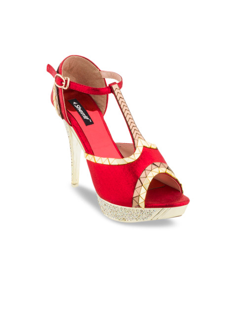 

Sherrif Shoes Women Red Embellished Heels