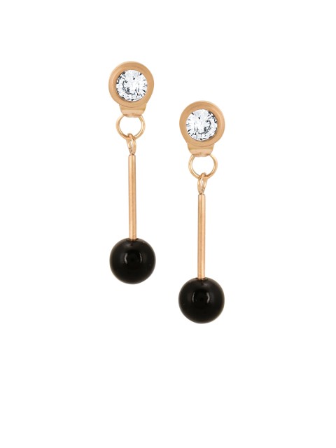 

E2O Rose Gold Plated & Black Geometric Drop Earrings