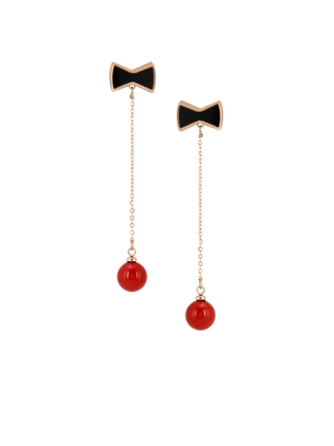 

E2O Gold-Plated Rose Gold & Red Circular Drop Earrings