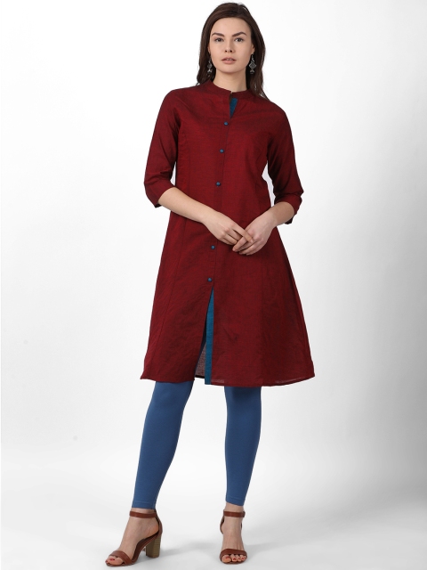 

Spoorthi Women Maroon Solid A-Line Kurta