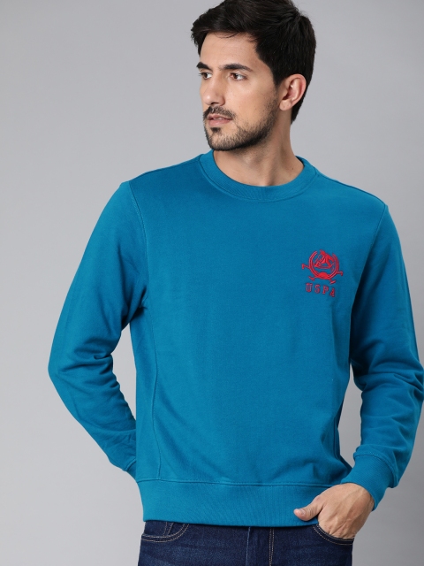 

U.S. Polo Assn. Men Blue Solid Sweatshirt
