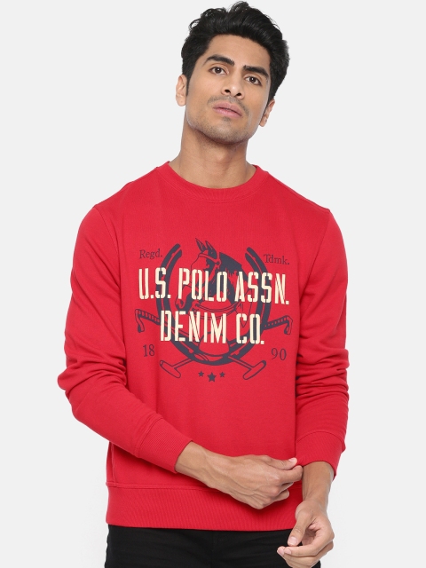

U.S. Polo Assn. Men Red Printed Pullover Sweatshirt