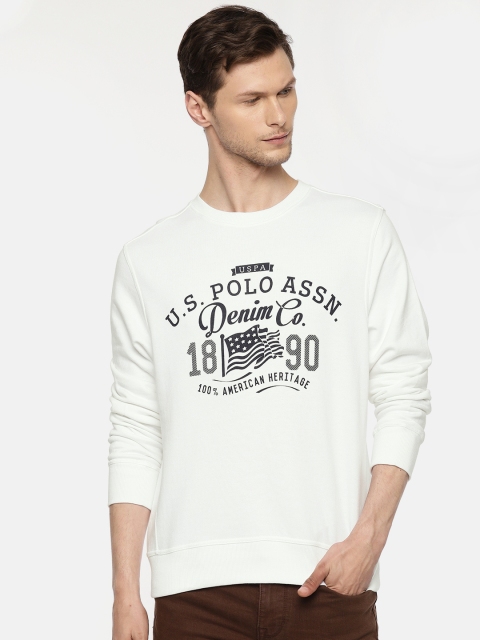 

U.S. Polo Assn. Denim Co. Men White Printed Sweatshirt