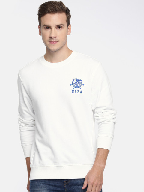 

U.S. Polo Assn. Men White Solid Sweatshirt