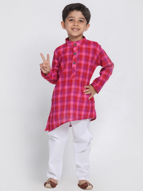 

VASTRAMAY Boys Purple & White Printed Kurta with Churidar