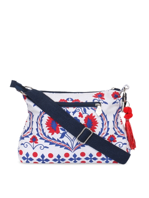 

Pick Pocket White & Blue Printed Sling Bag