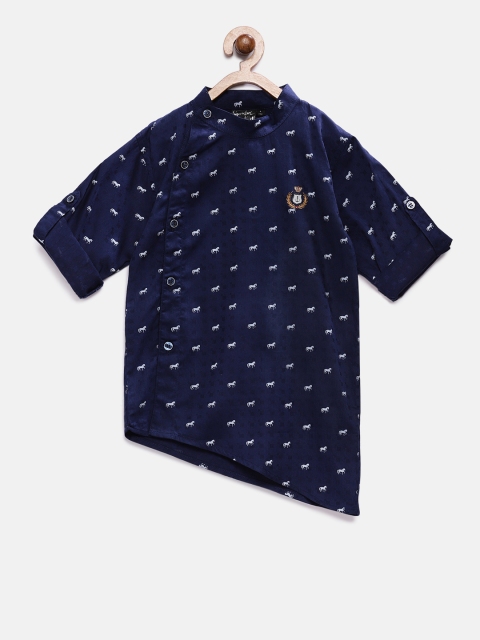 

Actuel Boys Navy Blue & White Printed Regular Fit Party Shirt