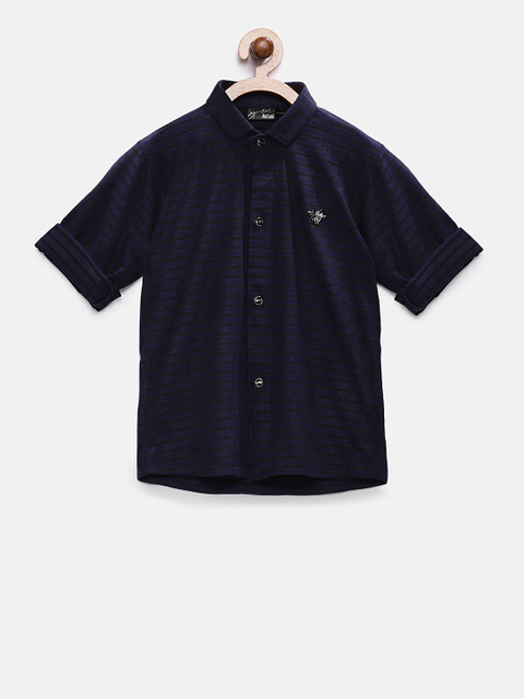

Actuel Boys Navy Blue Regular Fit Striped Party Shirt