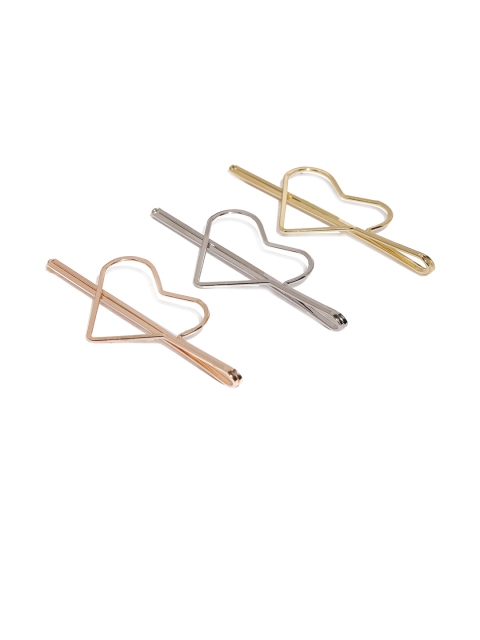 

ToniQ Multicoloured Set Of 3 Heart Shaped Bobby Pins, Multi