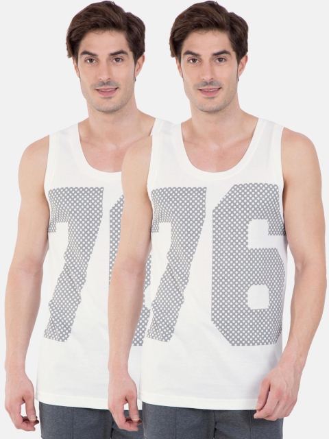 

Jockey Men Pack of 2 White & Grey Printed Round Neck T-shirt
