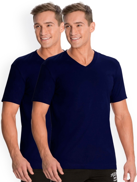 

Jockey Men Pack of 2 Navy Solid V-Neck T-shirts, Navy blue