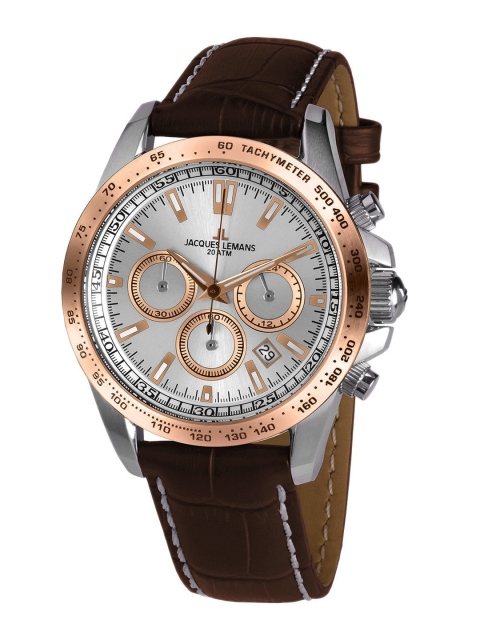 

Jacques Lemans Men Silver-Toned Chronograph Watch 1-1836E