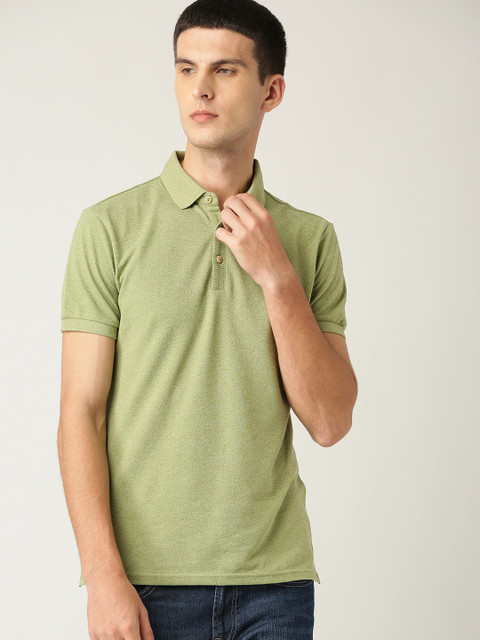 

United Colors of Benetton Men Green Solid Polo Collar T-shirt