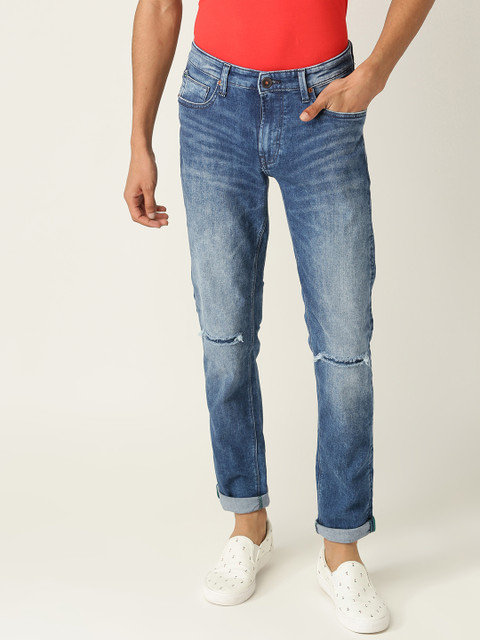 

United Colors of Benetton Men Blue Slim Fit Mid-Rise Mildly Distressed Stretchable Jeans