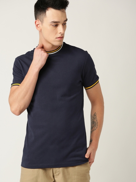 

United Colors of Benetton Men Navy Blue Solid Round Neck T-shirt