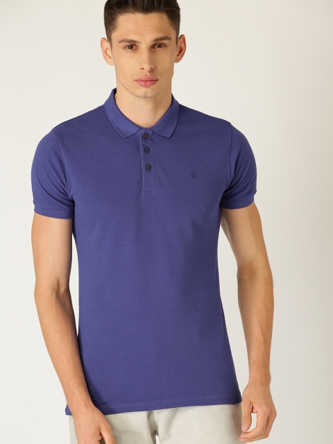 

United Colors of Benetton Men Purple Solid Polo Collar T-shirt