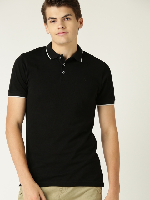 

United Colors of Benetton Men Black Solid Polo Collar T-shirt