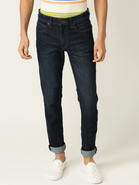 

United Colors of Benetton Men Navy Blue Tapered Fit Mid-Rise Clean Look Stretchable Jeans