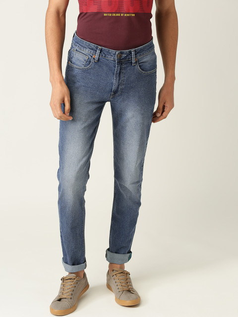 

United Colors of Benetton Men Blue Tapered Fit Mid-Rise Clean Look Stretchable Jeans