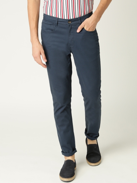 

United Colors of Benetton Men Teal Blue Slim Fit Solid Regular Trousers