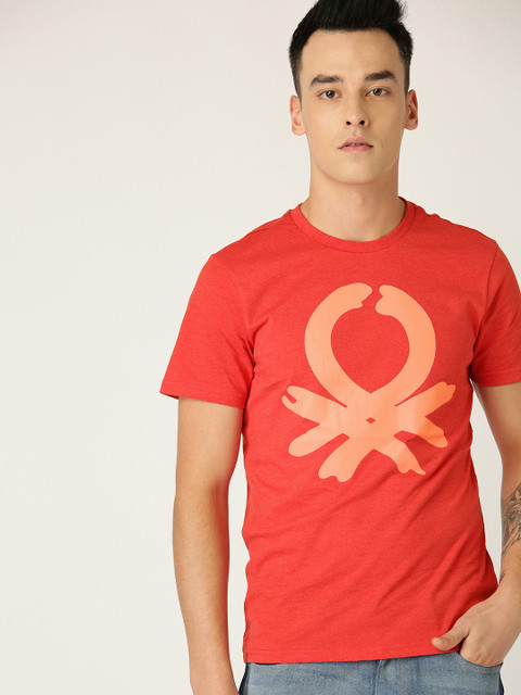 

United Colors of Benetton Men Red Printed Round Neck T-shirt