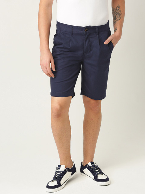 

United Colors of Benetton Men Navy Blue Solid Slim Fit Chino Shorts
