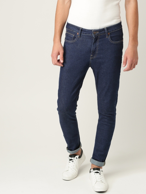United Colors of Benetton Men Navy Blue Carrot Fit Mid-Rise Clean Look Stretchable Jeans