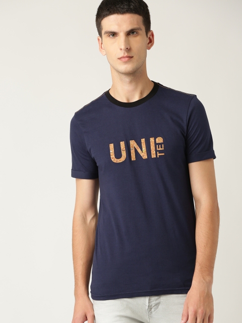 

United Colors of Benetton Men Navy Blue Printed Detail Round Neck T-shirt